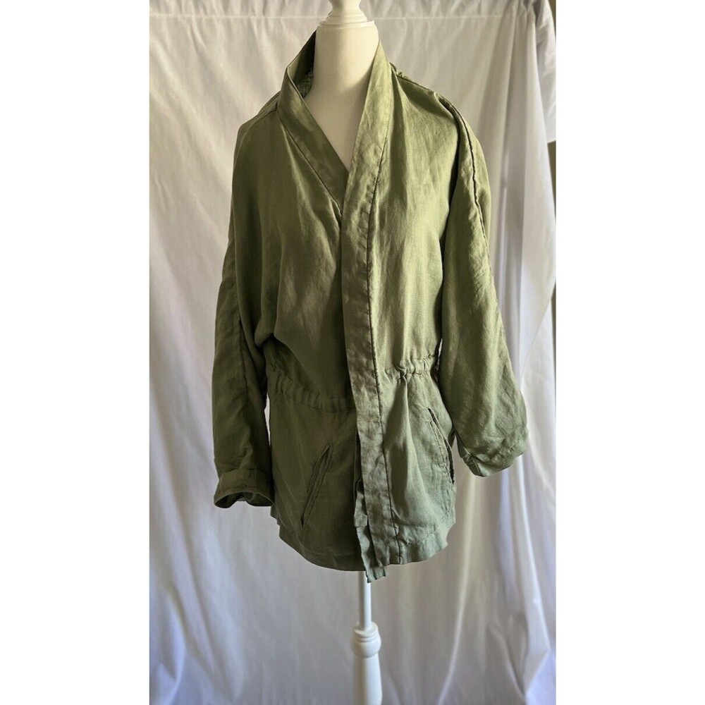 Green Linen Jacket With Drawstring size medium